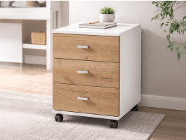 Caisson de bureau LISBONNE 3 tirois blanc/chêne navarra