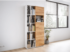 Armoire LISBONNE 2 portes blanc/chêne navarra