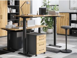Bureau à hauteur variable électrique POLYGON 120 cm chêne grandson/noir