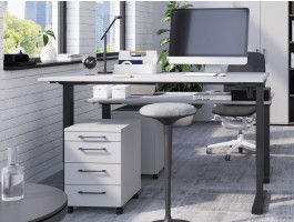 Bureau à hauteur variable électrique POLYGON 160 cm gris clair/noir