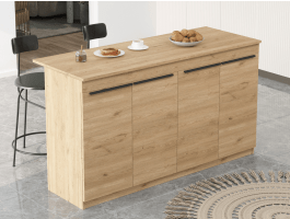 Îlot de cuisine ORTAMI 160 cm chêne brun