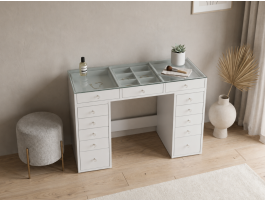 Coiffeuse JESSIE 13 tiroirs blanc