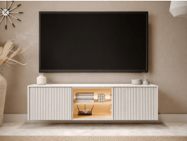 Meuble tv-hifi LIKA 3 portes blanc/chêne Vincenza