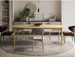 Table repas extensible PLOTY 120 > 240 cm chêne clair