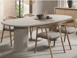 Table repas ovale DURDEN 230 cm blanc cementex