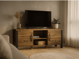 Meuble tv-hifi OLIANNE 2 portes épicéa appenzeller/noir