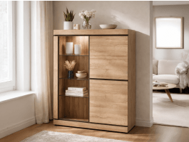 Vitrine MARNOIX 3 portes chêne français avec led