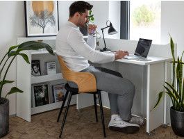 Bureau escamotable CONCEPTION PRO blanc mat droite