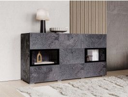 Commode BABEL 2 portes et 3 tiroirs ardoise colorée avec led