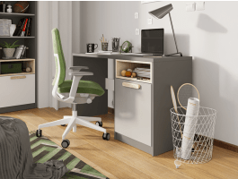 Bureau PIKA 1 porte blanc/gris clair