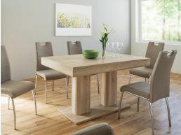 Table repas rectangulaire HEISENBERG 140 > 220 cm chêne sonoma avec allonge