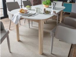 Table repas extensible LUNCH 160>200 cm blanc/sonoma