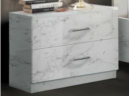 Table de chevet MARIO 2 tiroirs marmo bianco