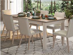 Table repas rectangulaire TOSCAMI 180 cm frêne blanchi sans allonges