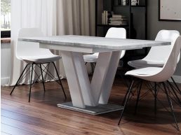 Table repas allongeable MASOV 120 > 160 cm blanc/béton
