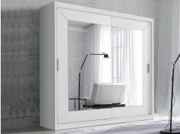 Armoire ALHAMBRA 2 portes coulissantes 200 cm blanc avec miroir