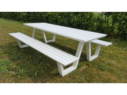 Table pique-nique BOLERO 240 cm aluminium blanc
