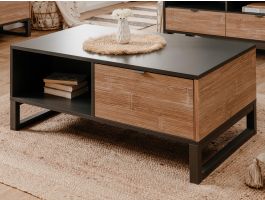 Table basse rectangulaire SUMMA 108 cm anthracite/bambou