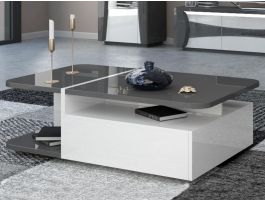 Table basse TIA 120 cm gris laqué/blanc laqué
