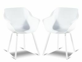 Lot de 2 fauteuils de jardin SOLO blanc avec pieds carrés en aluminium