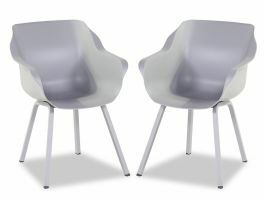 Lot de 2 fauteuils de jardin SOLO gris clair avec pieds carrés en aluminium