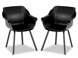 Lot de 2 fauteuils de jardin SOLO noir avec pieds carrés en aluminium
