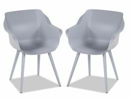 Lot de 2 fauteuils de jardin SOLO gris clair avec pieds ronds en aluminium