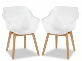 Lot de 2 fauteuils de jardin SOLO blanc avec pieds en teck