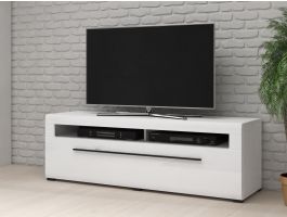 Meuble tv-hifi TULIO 1 tiroir 160 cm blanc/blanc laqué
