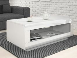 Table basse rectangulaire TULIO blanc/blanc laqué