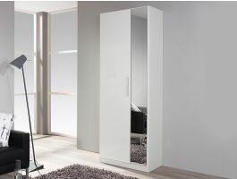 Armoire penderie MINOTOR 1,5 porte avec miroir blanc