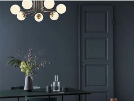 Plafonnier JUAN 7 lampes blanc/or