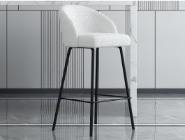 Tabouret de bar JUNILA bouclé blanc