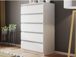 Commode MALIWA 5 tiroirs blanc