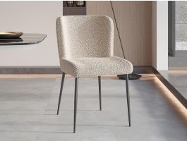 Chaise MARLENE tissu bouclé beige