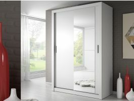 Armoire ARTIFICE 2 portes coulissantes blanc avec miroir
