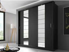 Armoire ARTUNA 2 portes coulissantes noir avec miroir