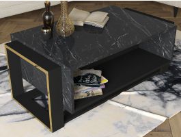 Table basse rectangulaire BIANNO noir/or