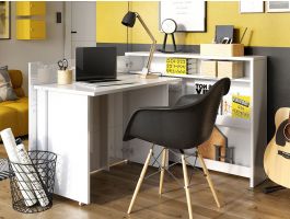 Bureau escamotable CONCEPTION PRO blanc/blanc brillant gauche