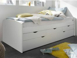 Lit TESSA 90x200 cm avec tiroirs et lit tiroir blanc
