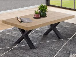 Table basse LIEZE 130 cm chêne français avec pieds en X