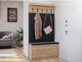 Vestiaire BALI 1 porte abattante chêne doré 6 coussins