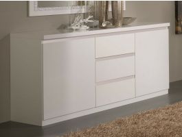Buffet/bahut ROMEO 2 portes et 3 tiroirs blanc laque