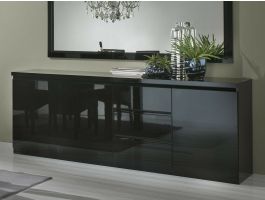 Buffet/bahut ROMEO 3 portes et 3 tiroirs noir laque