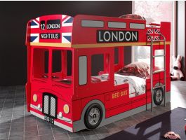 Lit superposé BUS LONDON 90x200 cm rouge
