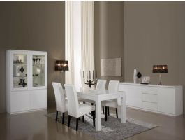 Salle à manger ROMEO blanc laque avec led sans chaises