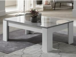 Table basse MADONNA rectangulaire blanc laqué/béton laqué