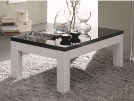 Table basse ROMEO rectangulaire blanc laque/noir laque