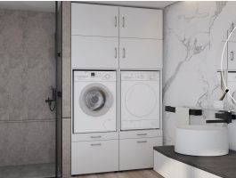 Meuble WASHING 2 machines côte à côte extra LARGE blanc