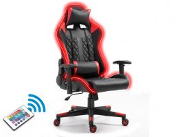 Chaise gaming CARRY inclinable rouge/noir avec led